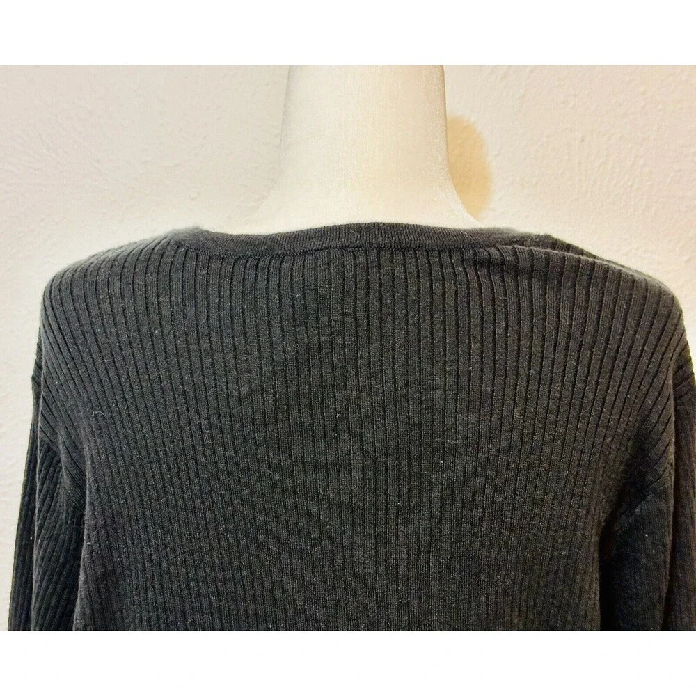 Torrid Women Size 4 Black Ribbed Tie Front Long Sleeve Cardigan Everyday Staple